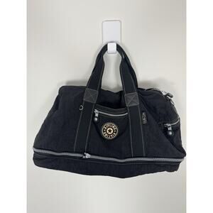 Vintage Kipling Duffle Bag Large Black Nylon Expandable Travel Weekend Zip